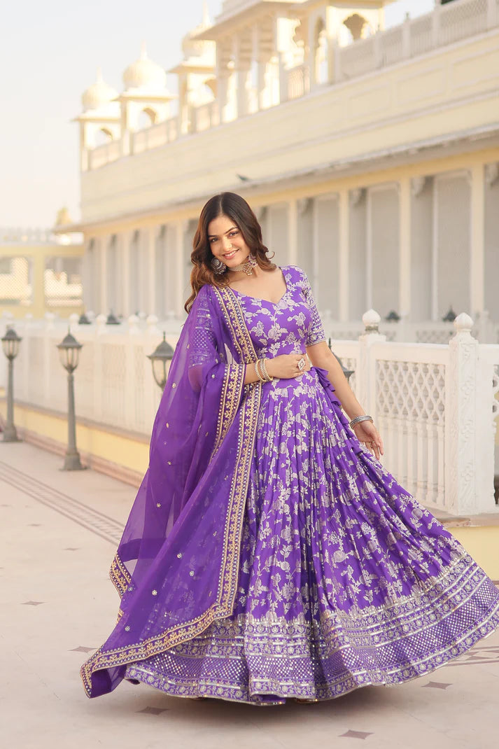 Designer Dyeable Pure Viscose Jacquard fabric Lehenga Choli & Dupatta Set(WD168) (02)