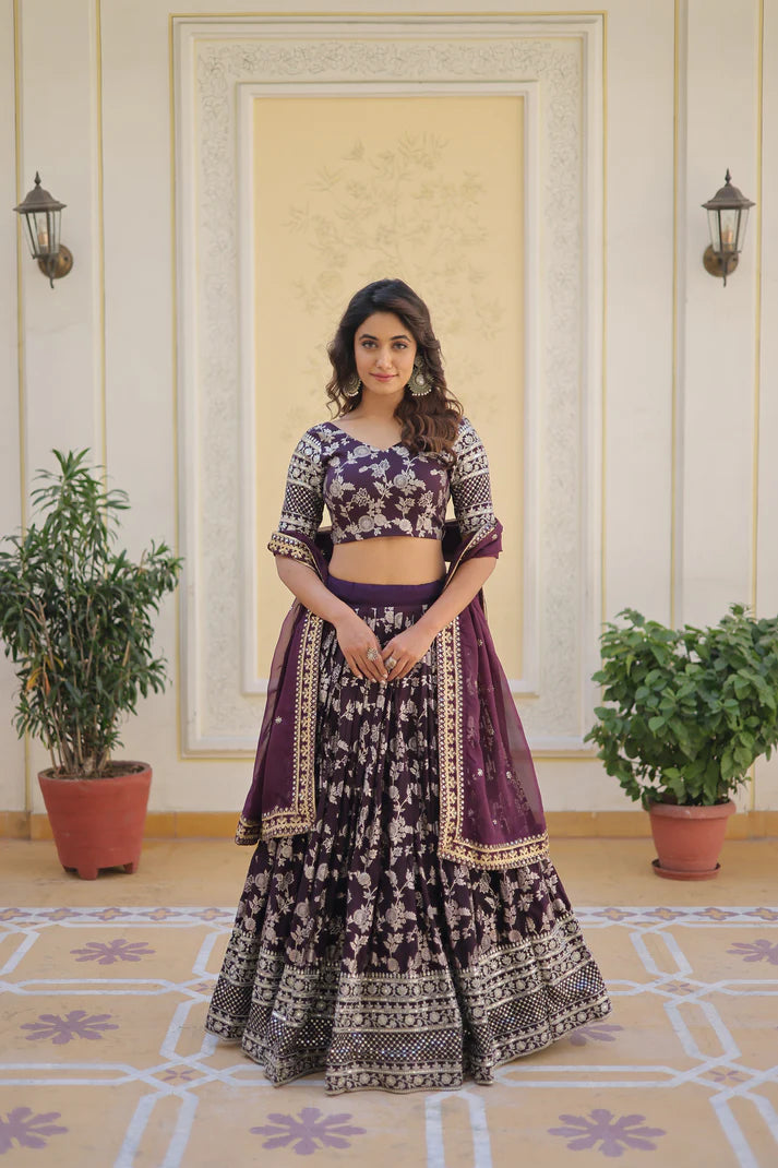 Designer Dyeable Pure Viscose Jacquard fabric Lehenga Choli & Dupatta Set(WD168) (03)