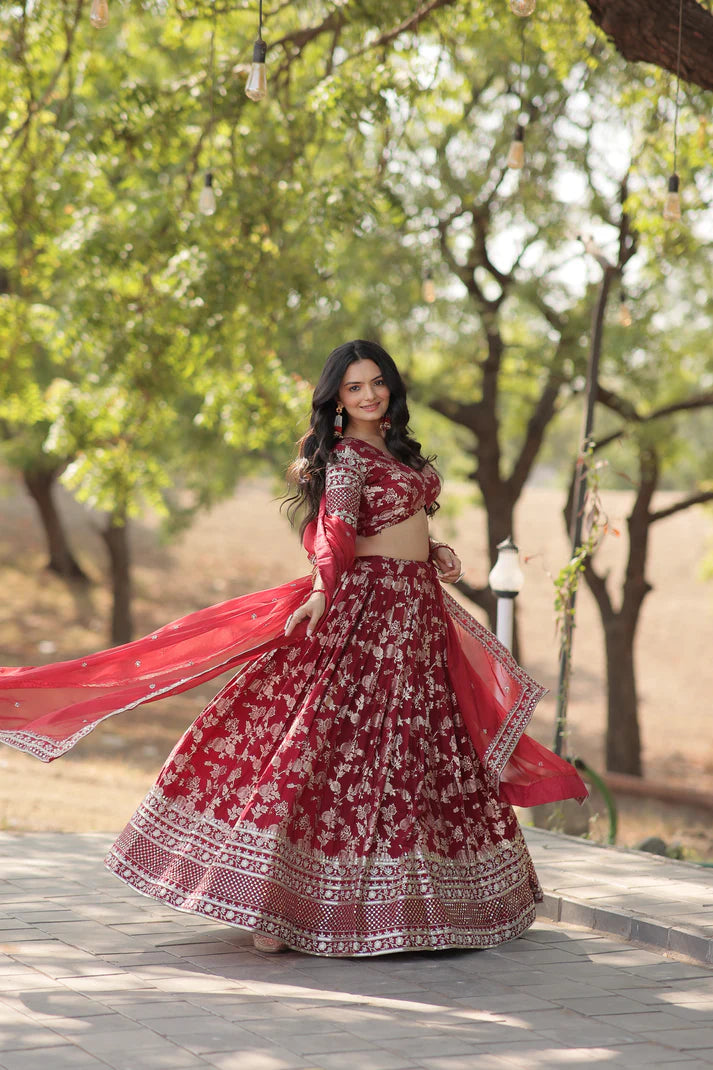 Designer Dyeable Pure Viscose Jacquard fabric Lehenga Choli & Dupatta Set(WD168) (01)