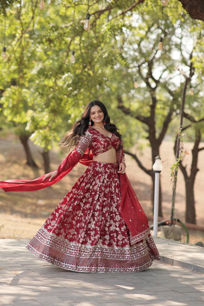 Designer Dyeable Pure Viscose Jacquard fabric Lehenga Choli & Dupatta Set(WD168) (01)