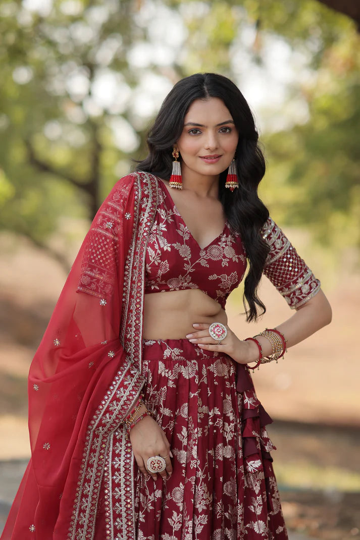 Designer Dyeable Pure Viscose Jacquard fabric Lehenga Choli & Dupatta Set(WD168) (01)