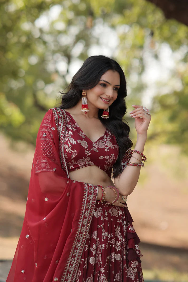 Designer Dyeable Pure Viscose Jacquard fabric Lehenga Choli & Dupatta Set(WD168) (01)