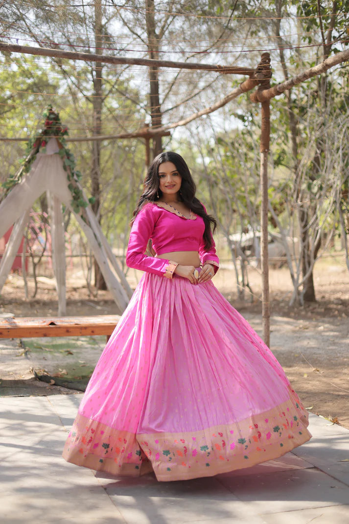 DAYBLE VISCOSEKALAMKARI JARI WEAVING LEHENGA CHOLI(WD148)