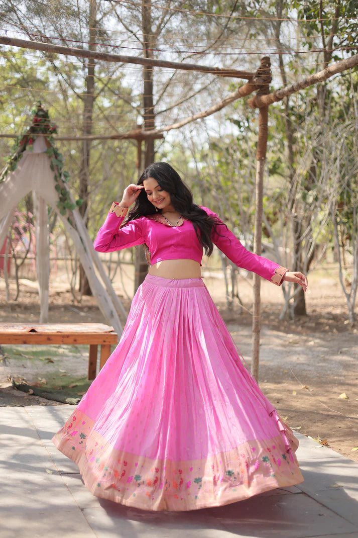 DAYBLE VISCOSEKALAMKARI JARI WEAVING LEHENGA CHOLI(WD148)