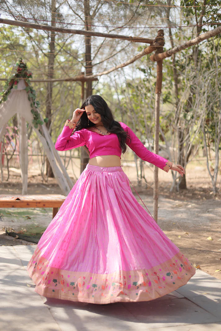 DAYBLE VISCOSEKALAMKARI JARI WEAVING LEHENGA CHOLI(WD148)