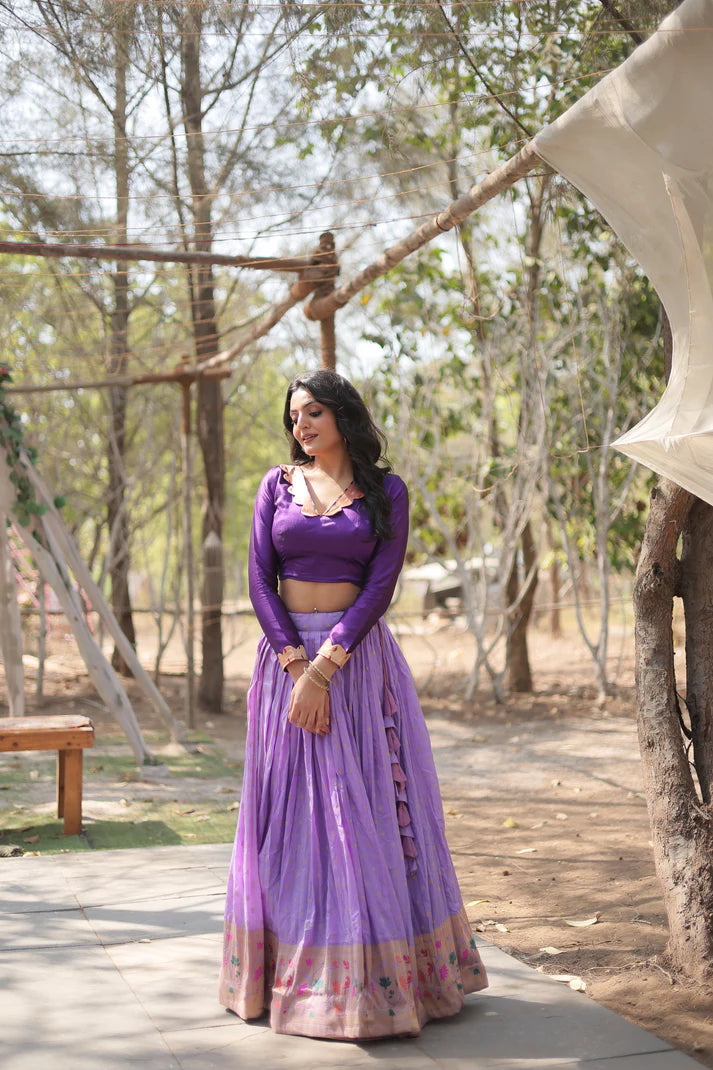 DAYBLE VISCOSEKALAMKARI JARI WEAVING LEHENGA CHOLI(WD148) (01)