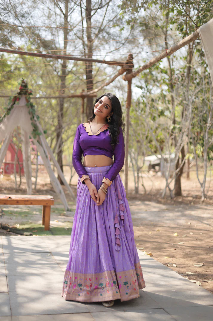 DAYBLE VISCOSEKALAMKARI JARI WEAVING LEHENGA CHOLI(WD148) (01)