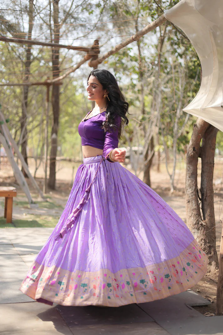DAYBLE VISCOSEKALAMKARI JARI WEAVING LEHENGA CHOLI(WD148) (01)