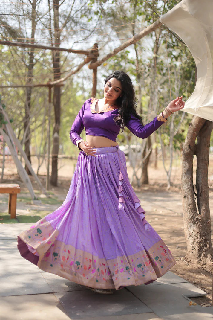 DAYBLE VISCOSEKALAMKARI JARI WEAVING LEHENGA CHOLI(WD148) (01)