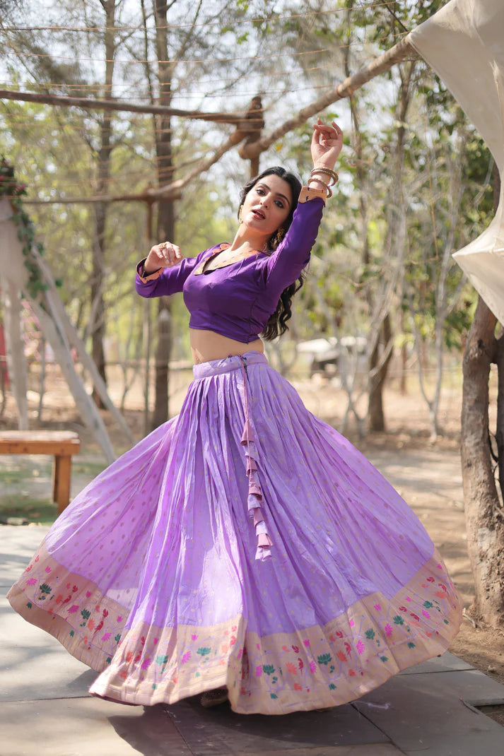DAYBLE VISCOSEKALAMKARI JARI WEAVING LEHENGA CHOLI(WD148) (01)
