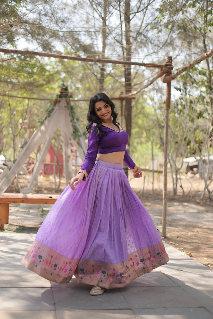 DAYBLE VISCOSEKALAMKARI JARI WEAVING LEHENGA CHOLI(WD148) (01)