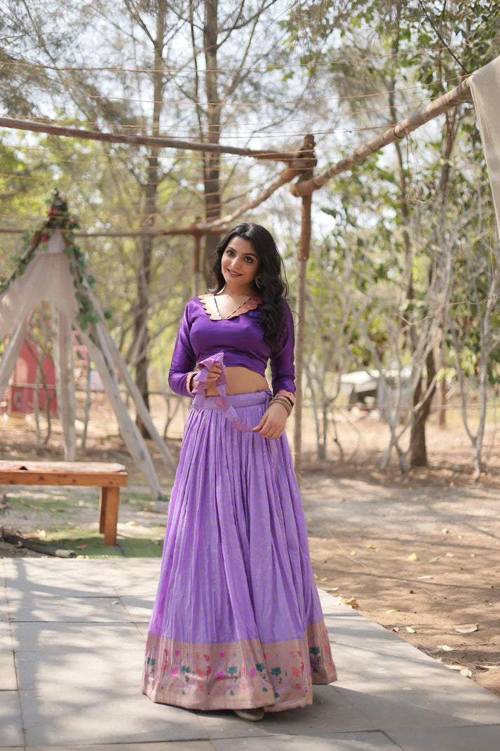 DAYBLE VISCOSEKALAMKARI JARI WEAVING LEHENGA CHOLI(WD148) (01)