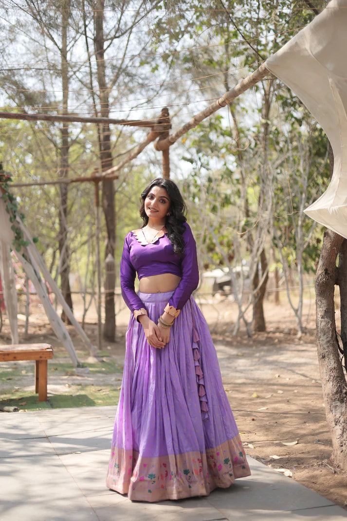 DAYBLE VISCOSEKALAMKARI JARI WEAVING LEHENGA CHOLI(WD148) (01)