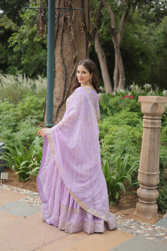 WEDDING SEPCIAL DYABLE VISCOSE JACQUARD SEQUINS EMBROIDERED LEHENGA CHOLI(WD136)