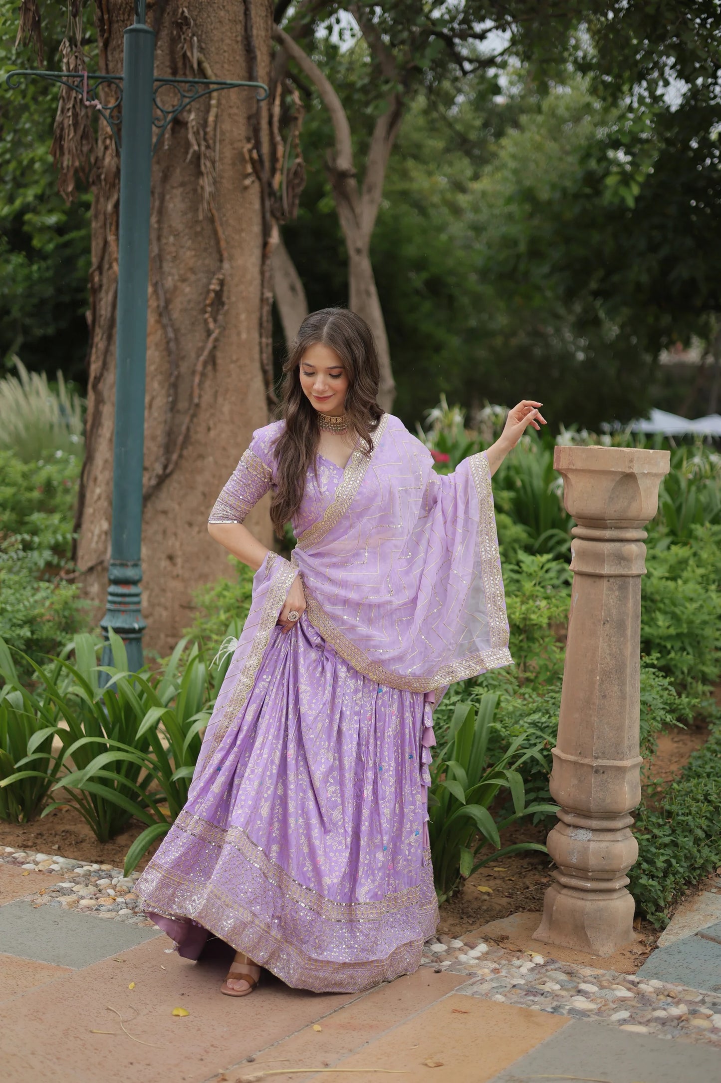 WEDDING SEPCIAL DYABLE VISCOSE JACQUARD SEQUINS EMBROIDERED LEHENGA CHOLI(WD136)