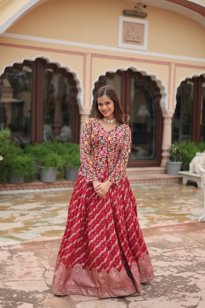 WEDDING SPECIAL PURE DAYBLE VISCOSE JEQUARD LEHENGA CHOLI(WD133)