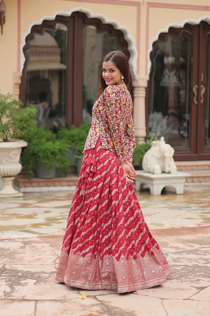 WEDDING SPECIAL PURE DAYBLE VISCOSE JEQUARD LEHENGA CHOLI(WD133)