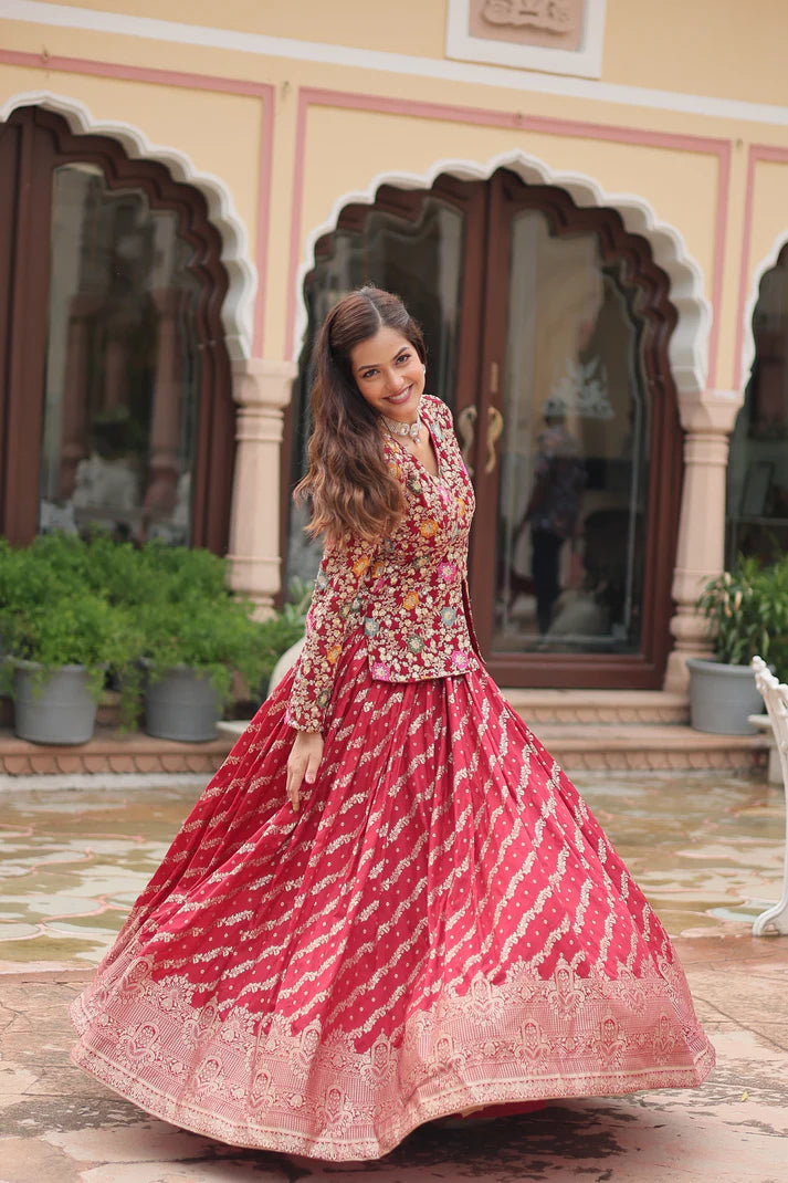 WEDDING SPECIAL PURE DAYBLE VISCOSE JEQUARD LEHENGA CHOLI(WD133)