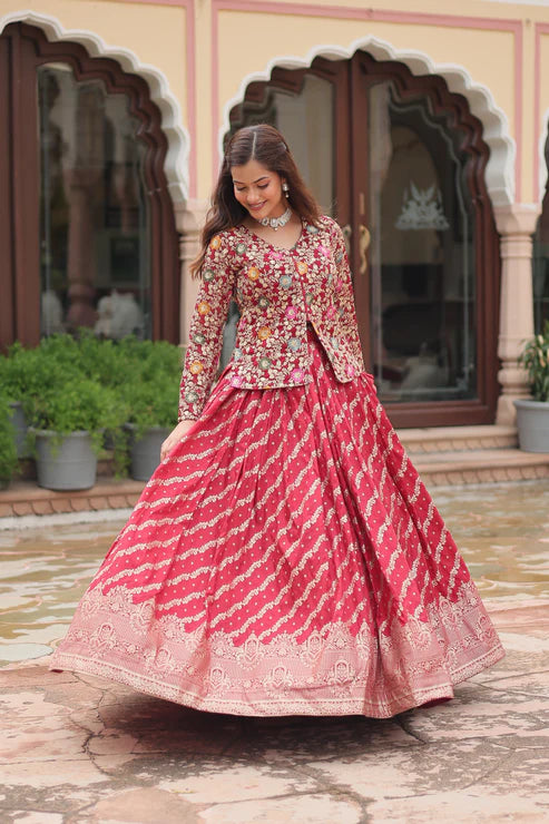 WEDDING SPECIAL PURE DAYBLE VISCOSE JEQUARD LEHENGA CHOLI(WD133)