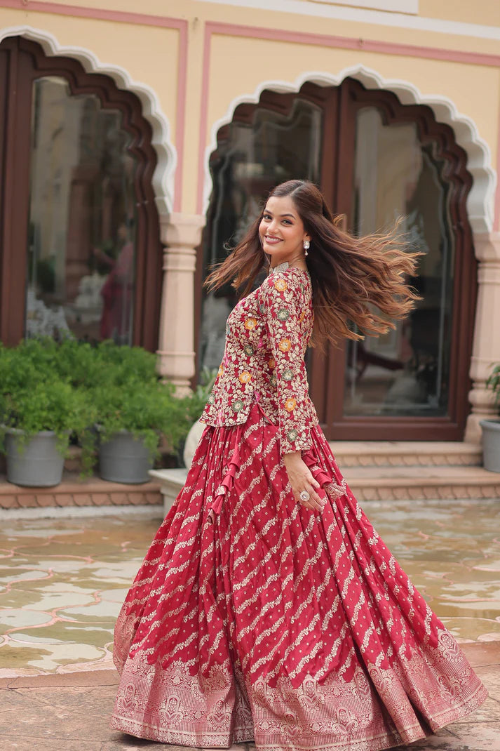 WEDDING SPECIAL PURE DAYBLE VISCOSE JEQUARD LEHENGA CHOLI(WD133)