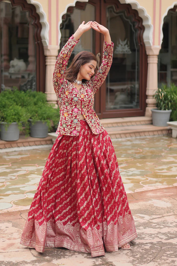 WEDDING SPECIAL PURE DAYBLE VISCOSE JEQUARD LEHENGA CHOLI(WD133)