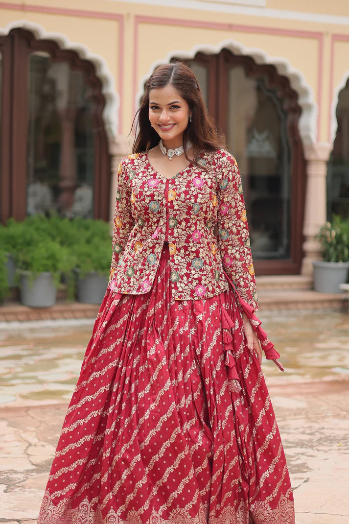 WEDDING SPECIAL PURE DAYBLE VISCOSE JEQUARD LEHENGA CHOLI(WD133)