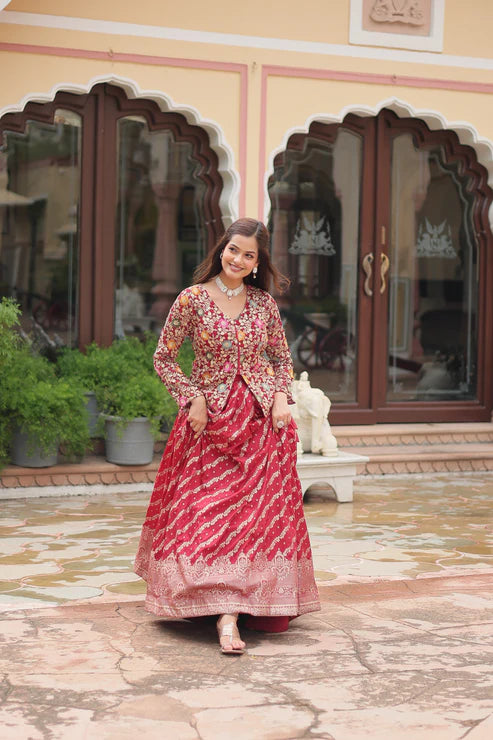 WEDDING SPECIAL PURE DAYBLE VISCOSE JEQUARD LEHENGA CHOLI(WD133)