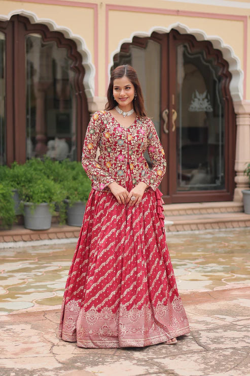 WEDDING SPECIAL PURE DAYBLE VISCOSE JEQUARD LEHENGA CHOLI(WD133)