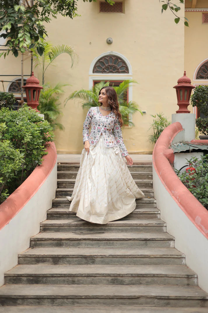FESTIVAL SPECIAL DAYBLE VISCOSE JEQUARD LEHENGA CHOLI(WD140)