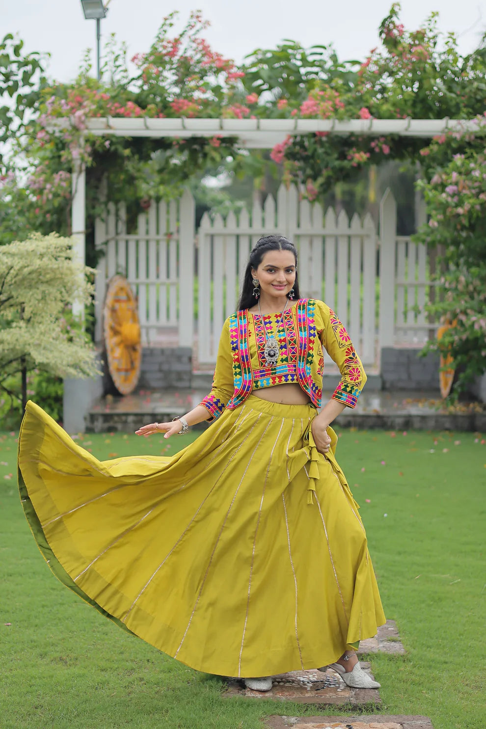 NAVRATRI SPECIAL GAMTHI EMNBROIDERED LEHENGA CHOLI WITH KOTI(WD184) 01