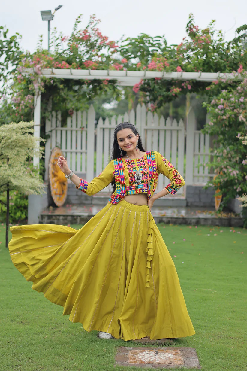 NAVRATRI SPECIAL GAMTHI EMNBROIDERED LEHENGA CHOLI WITH KOTI(WD184) 01