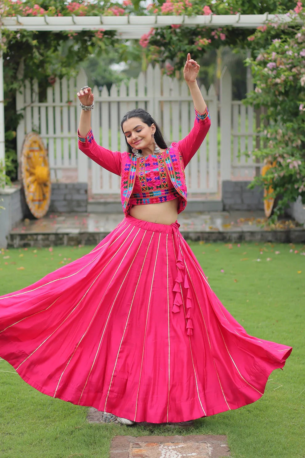 NAVRATRI SPECIAL GAMTHI EMNBROIDERED LEHENGA CHOLI WITH KOTI(WD184) 02
