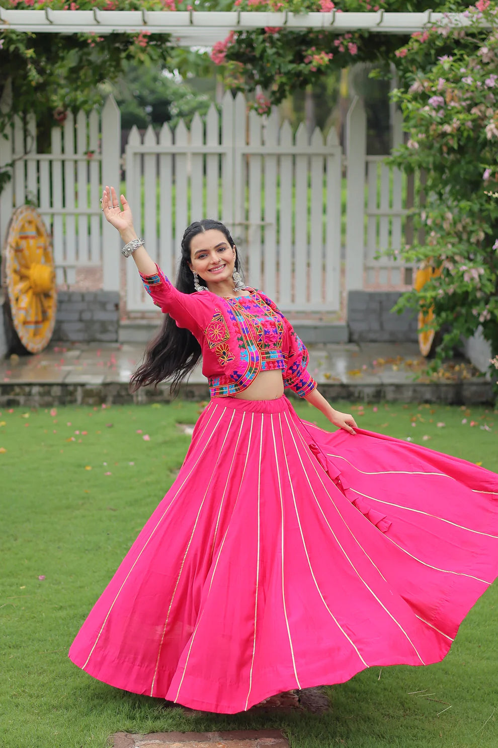 NAVRATRI SPECIAL GAMTHI EMNBROIDERED LEHENGA CHOLI WITH KOTI(WD184) 02