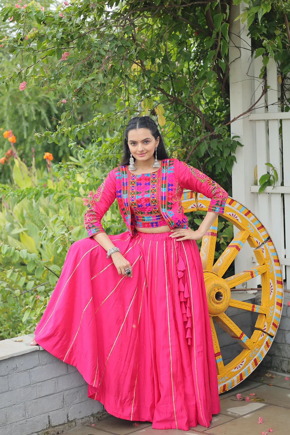 NAVRATRI SPECIAL GAMTHI EMNBROIDERED LEHENGA CHOLI WITH KOTI(WD184) 02