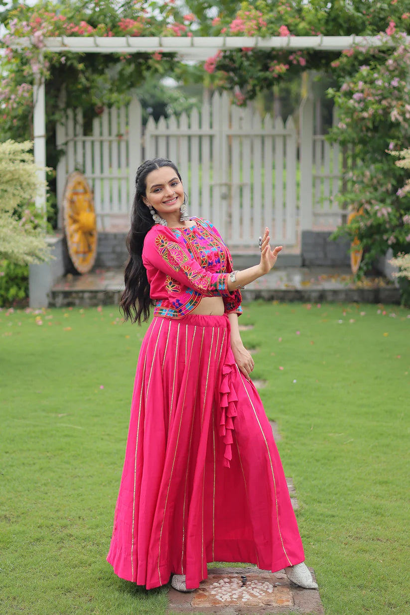 NAVRATRI SPECIAL GAMTHI EMNBROIDERED LEHENGA CHOLI WITH KOTI(WD184) 02