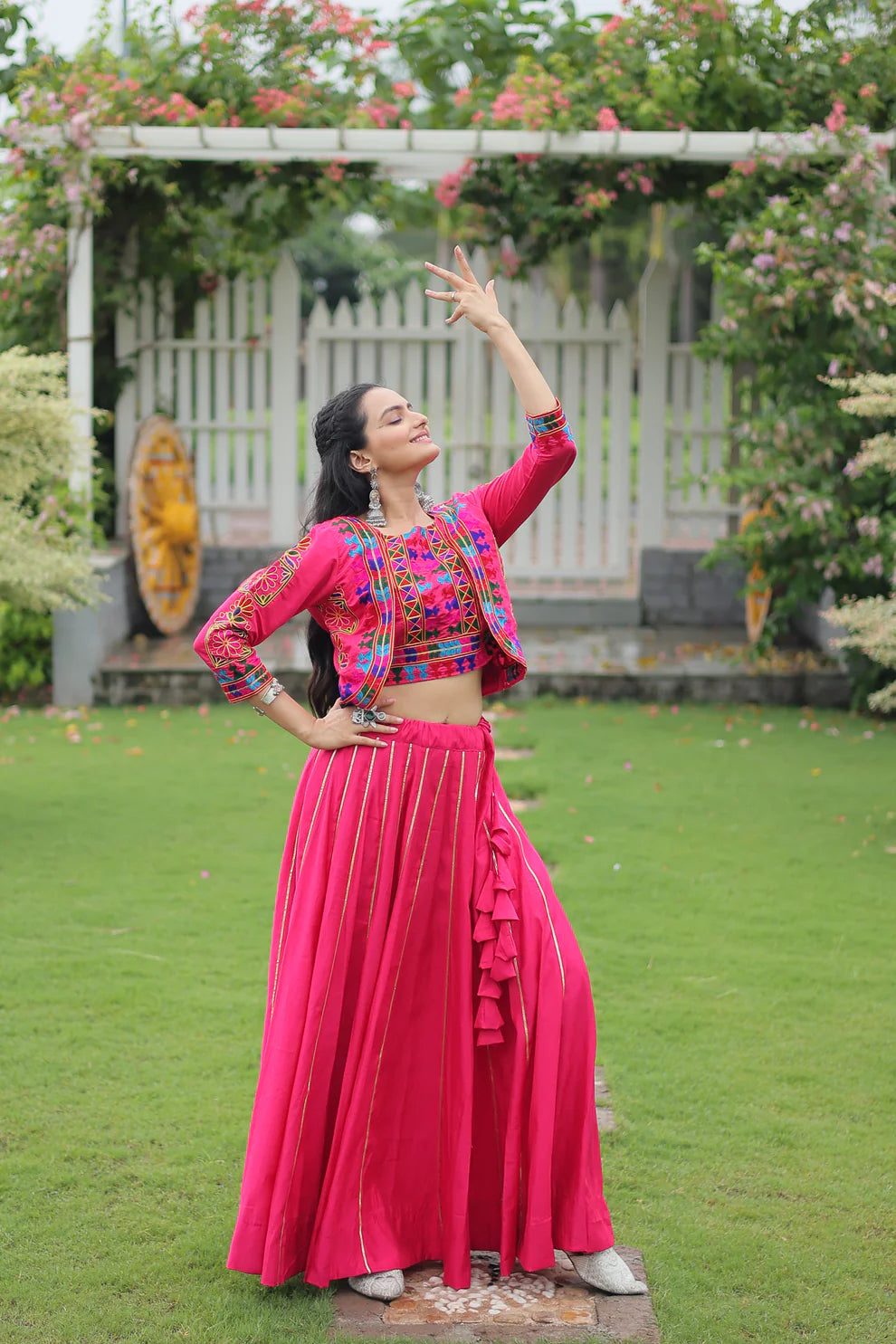 NAVRATRI SPECIAL GAMTHI EMNBROIDERED LEHENGA CHOLI WITH KOTI(WD184) 02