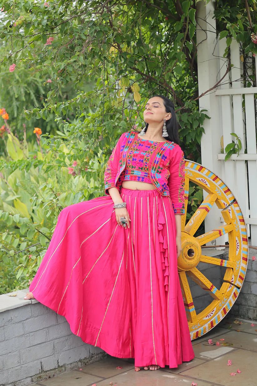 NAVRATRI SPECIAL GAMTHI EMNBROIDERED LEHENGA CHOLI WITH KOTI(WD184) 02