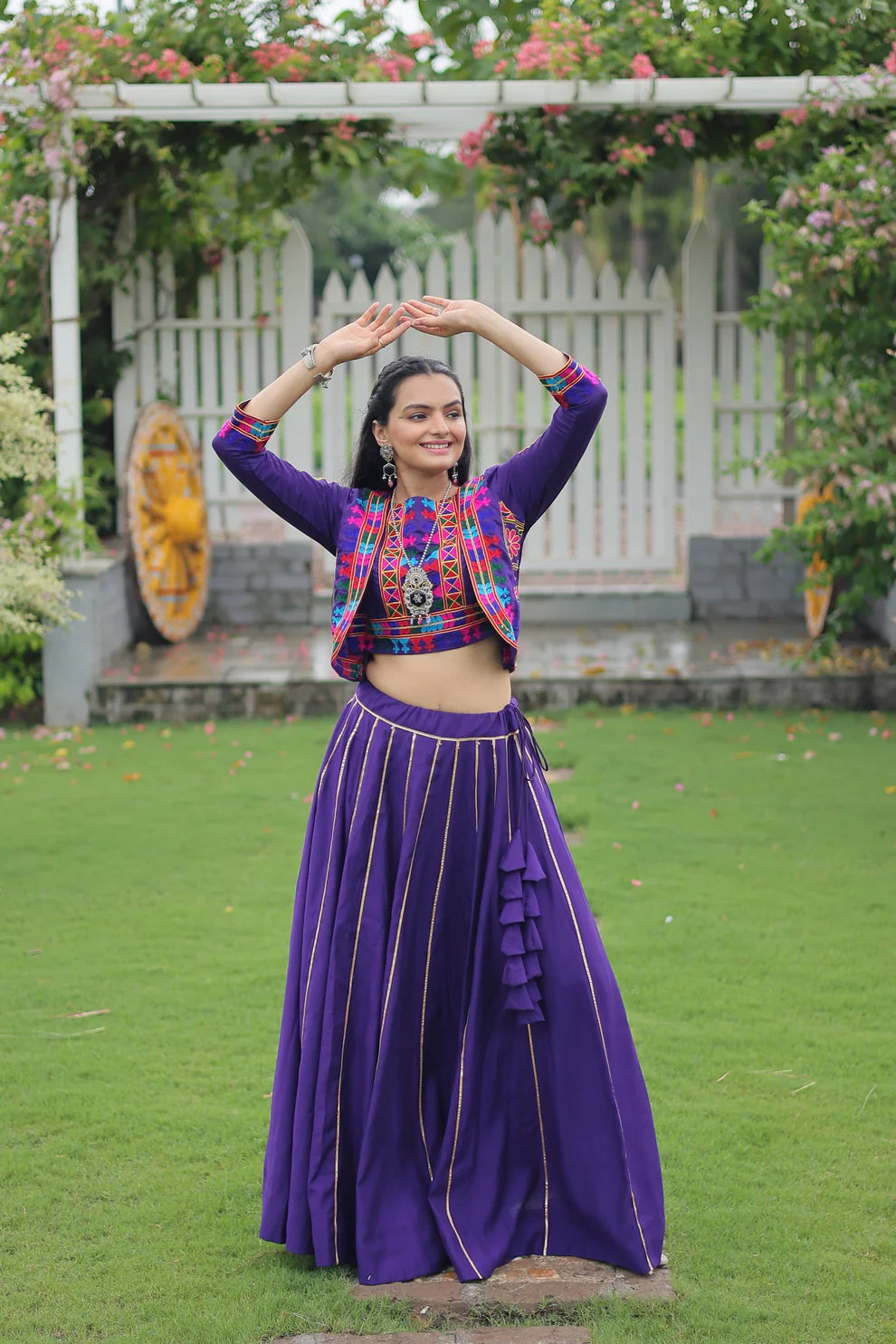 NAVRATRI SPECIAL GAMTHI EMNBROIDERED LEHENGA CHOLI WITH KOTI(WD184) 03