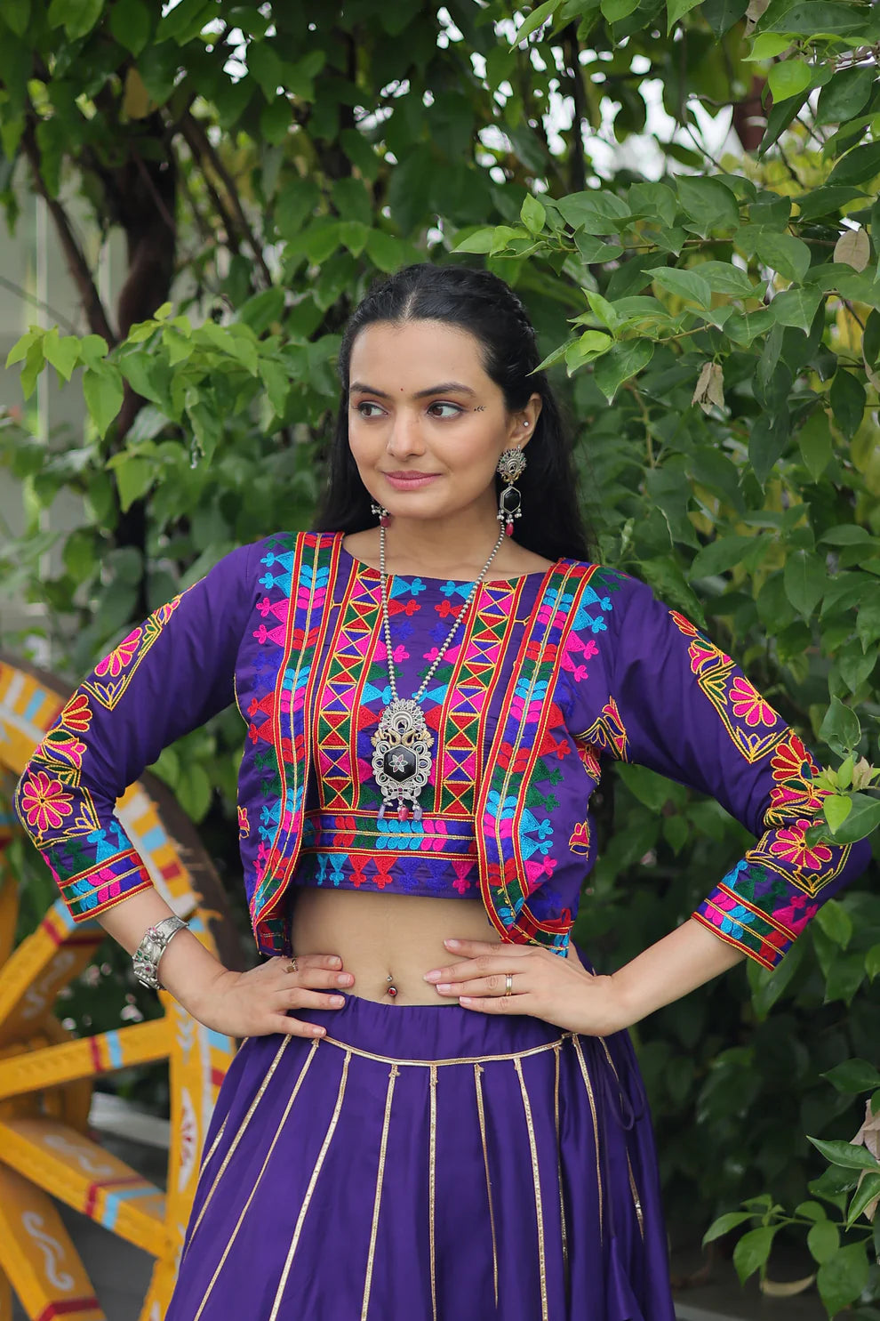 NAVRATRI SPECIAL GAMTHI EMNBROIDERED LEHENGA CHOLI WITH KOTI(WD184) 03