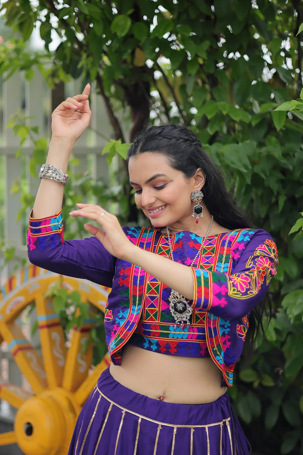 NAVRATRI SPECIAL GAMTHI EMNBROIDERED LEHENGA CHOLI WITH KOTI(WD184) 03
