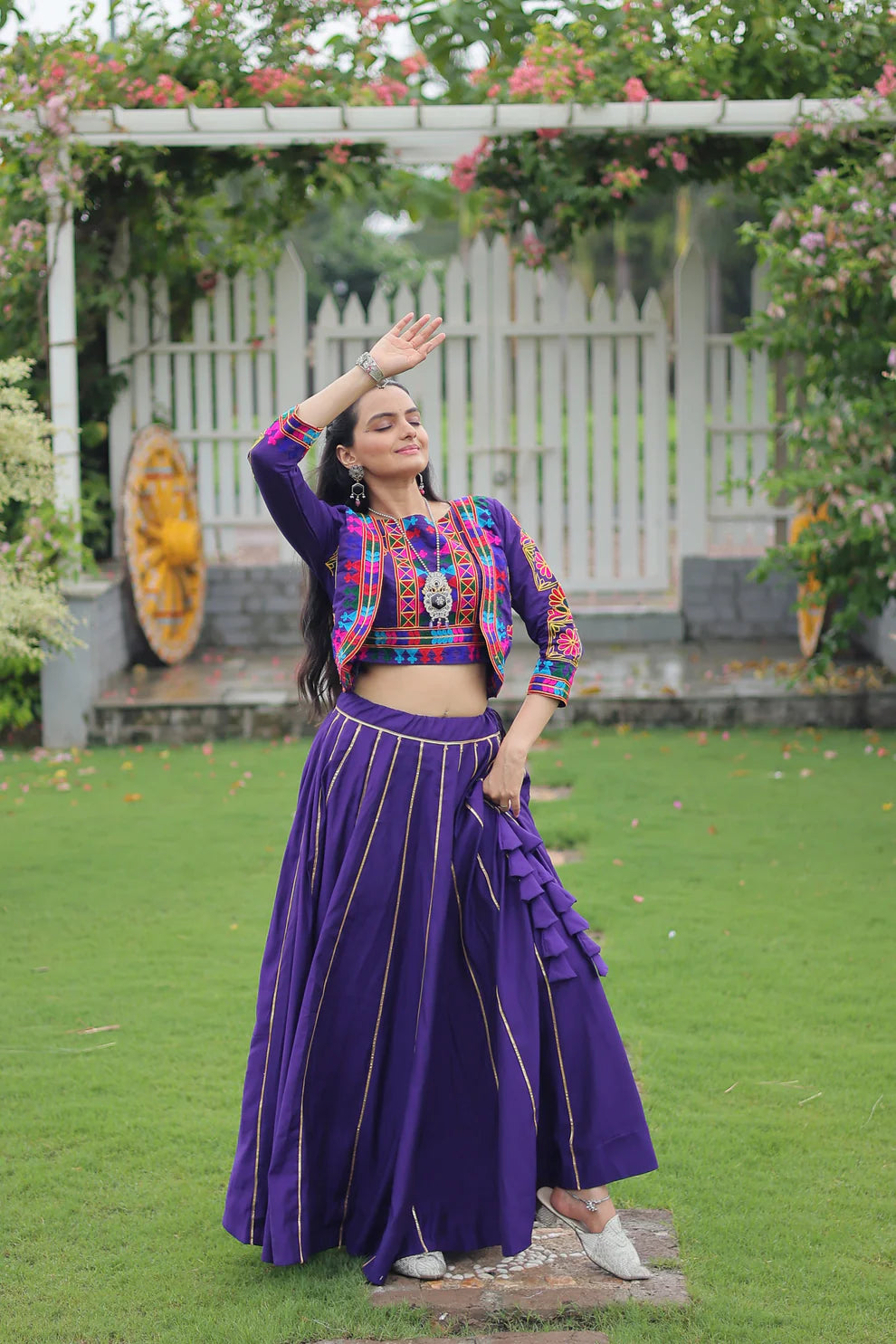 NAVRATRI SPECIAL GAMTHI EMNBROIDERED LEHENGA CHOLI WITH KOTI(WD184) 03