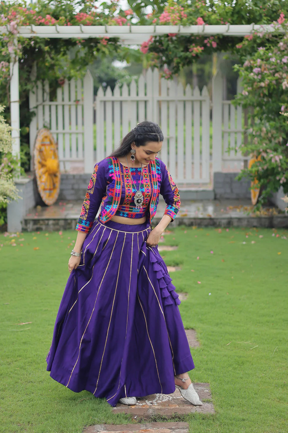 NAVRATRI SPECIAL GAMTHI EMNBROIDERED LEHENGA CHOLI WITH KOTI(WD184) 03