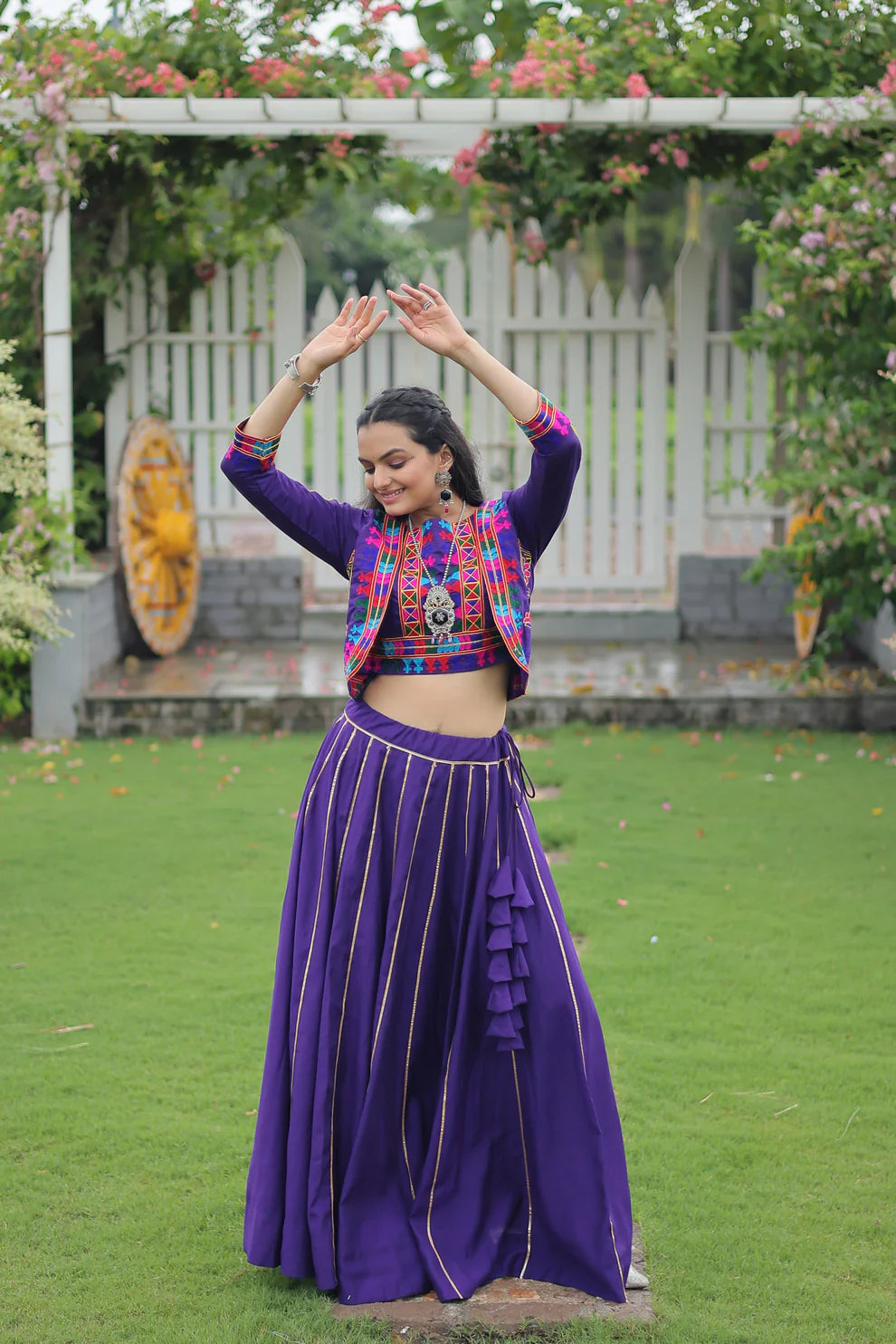 NAVRATRI SPECIAL GAMTHI EMNBROIDERED LEHENGA CHOLI WITH KOTI(WD184) 03