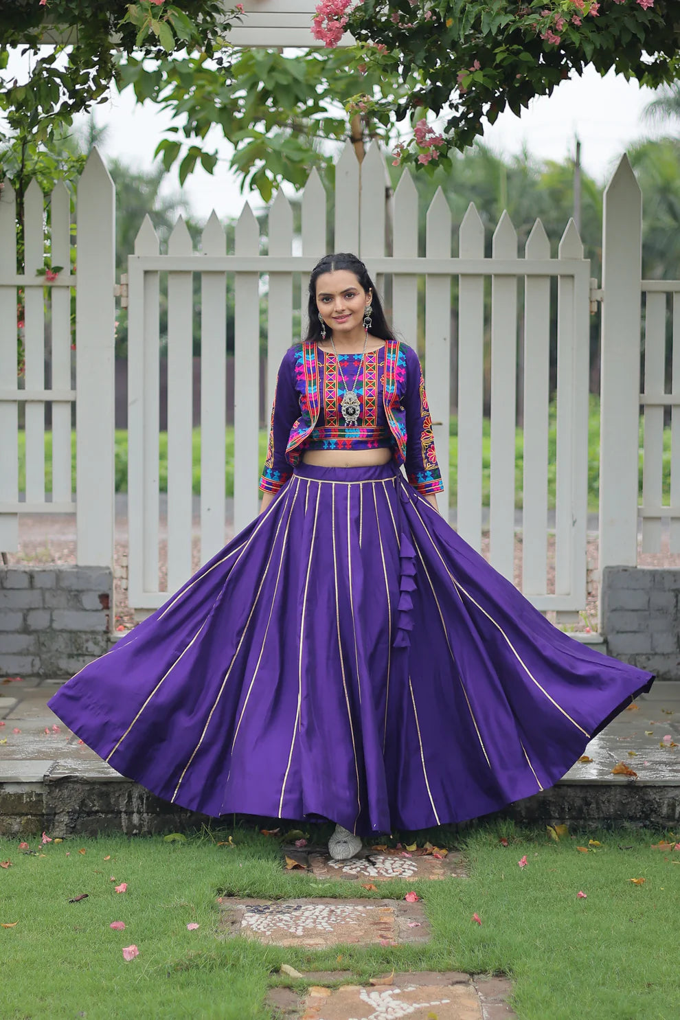 NAVRATRI SPECIAL GAMTHI EMNBROIDERED LEHENGA CHOLI WITH KOTI(WD184) 03