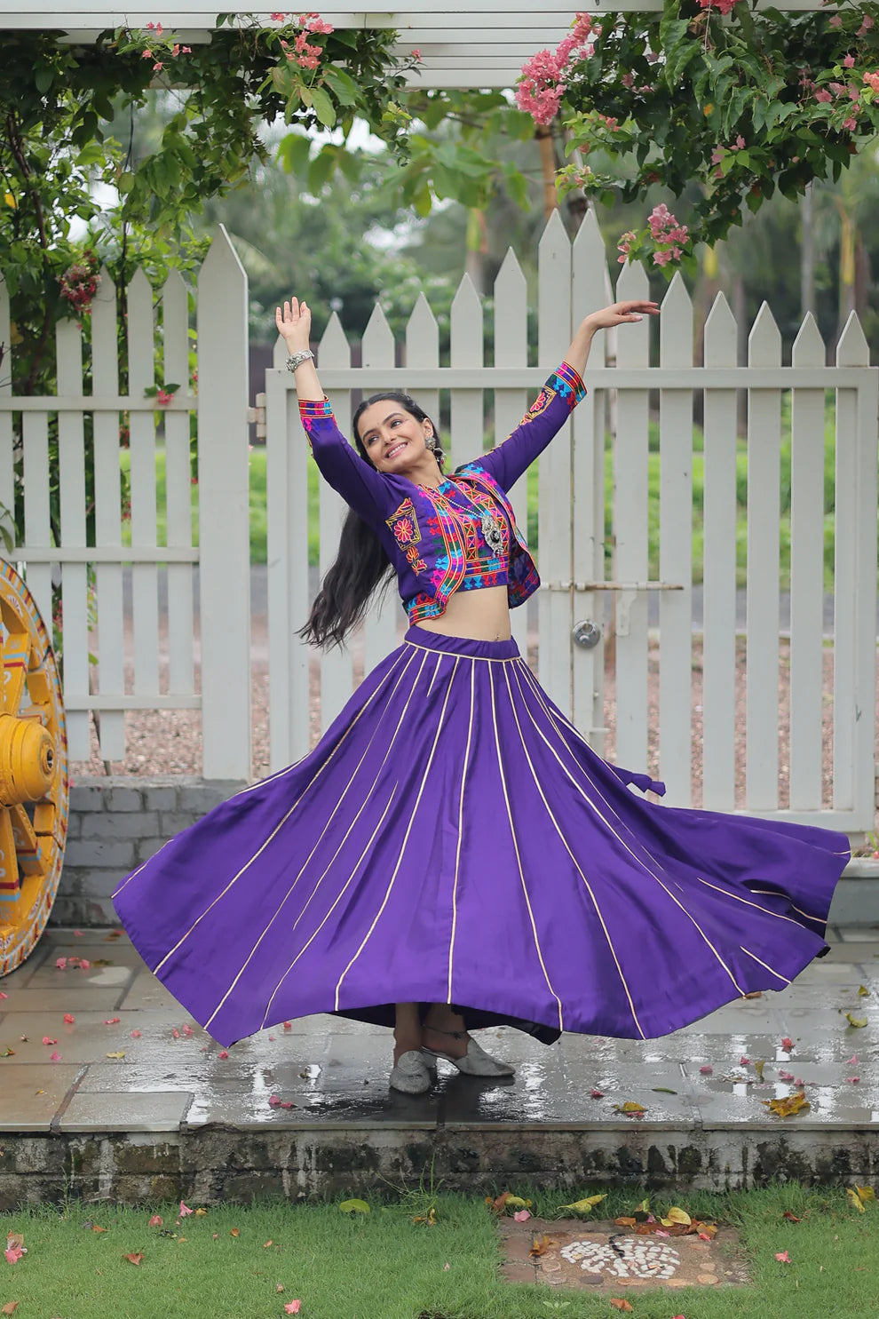 NAVRATRI SPECIAL GAMTHI EMNBROIDERED LEHENGA CHOLI WITH KOTI(WD184) 03