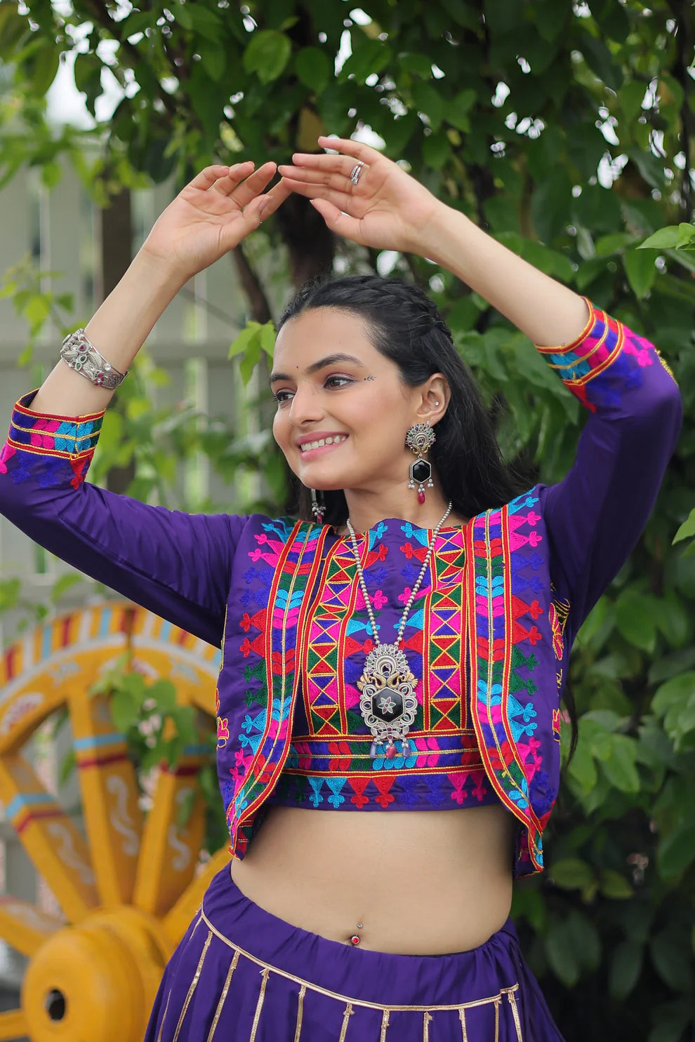 NAVRATRI SPECIAL GAMTHI EMNBROIDERED LEHENGA CHOLI WITH KOTI(WD184) 03