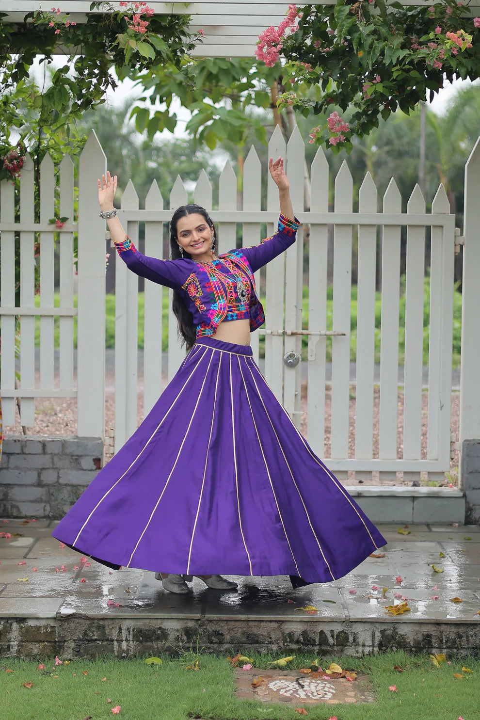 NAVRATRI SPECIAL GAMTHI EMNBROIDERED LEHENGA CHOLI WITH KOTI(WD184) 03