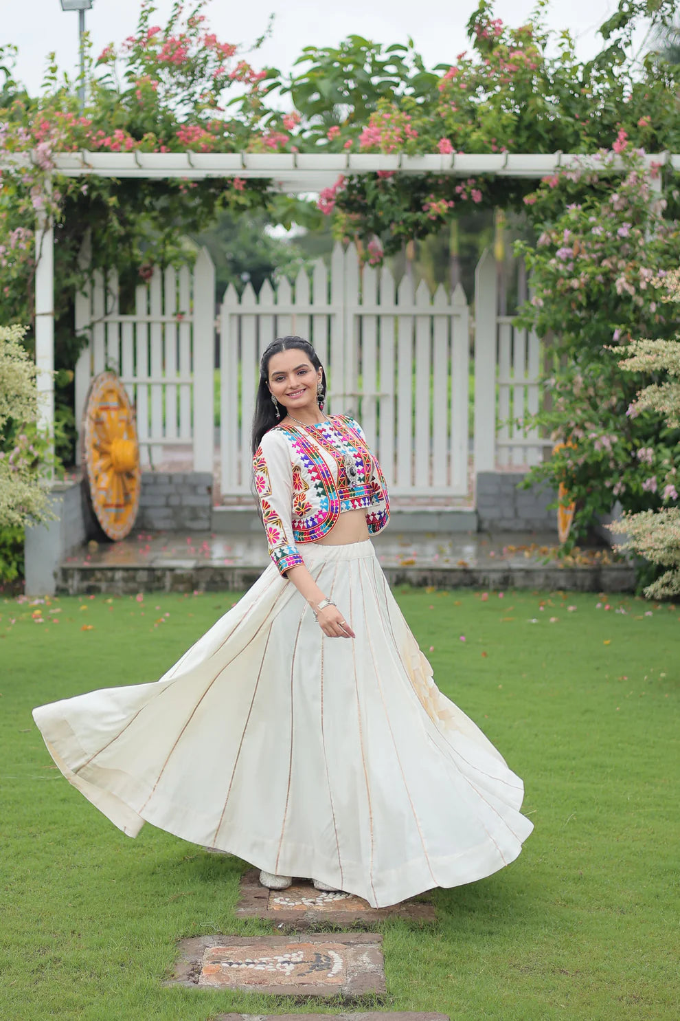NAVRATRI SPECIAL GAMTHI EMNBROIDERED LEHENGA CHOLI WITH KOTI(WD184) 04