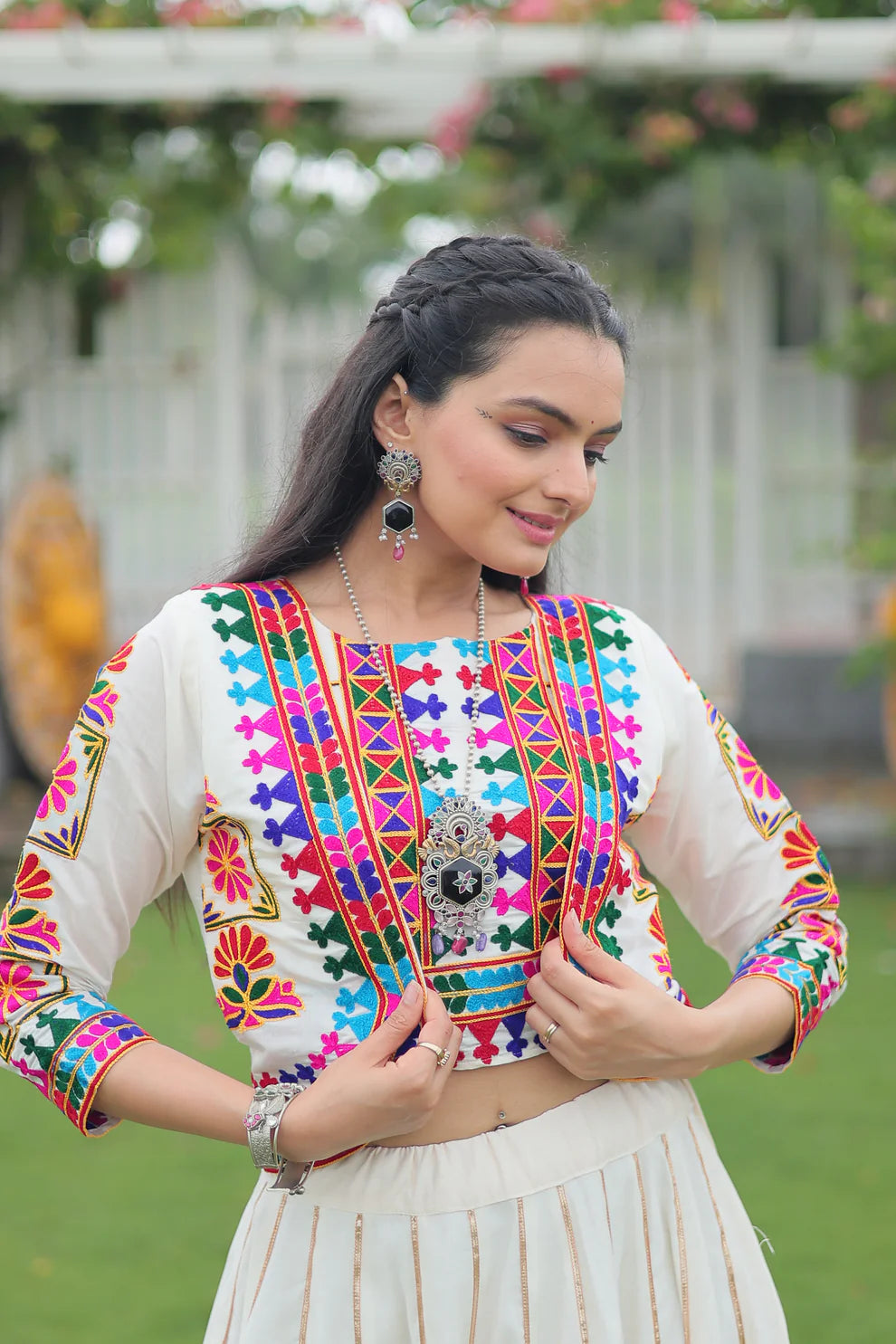 NAVRATRI SPECIAL GAMTHI EMNBROIDERED LEHENGA CHOLI WITH KOTI(WD184) 04