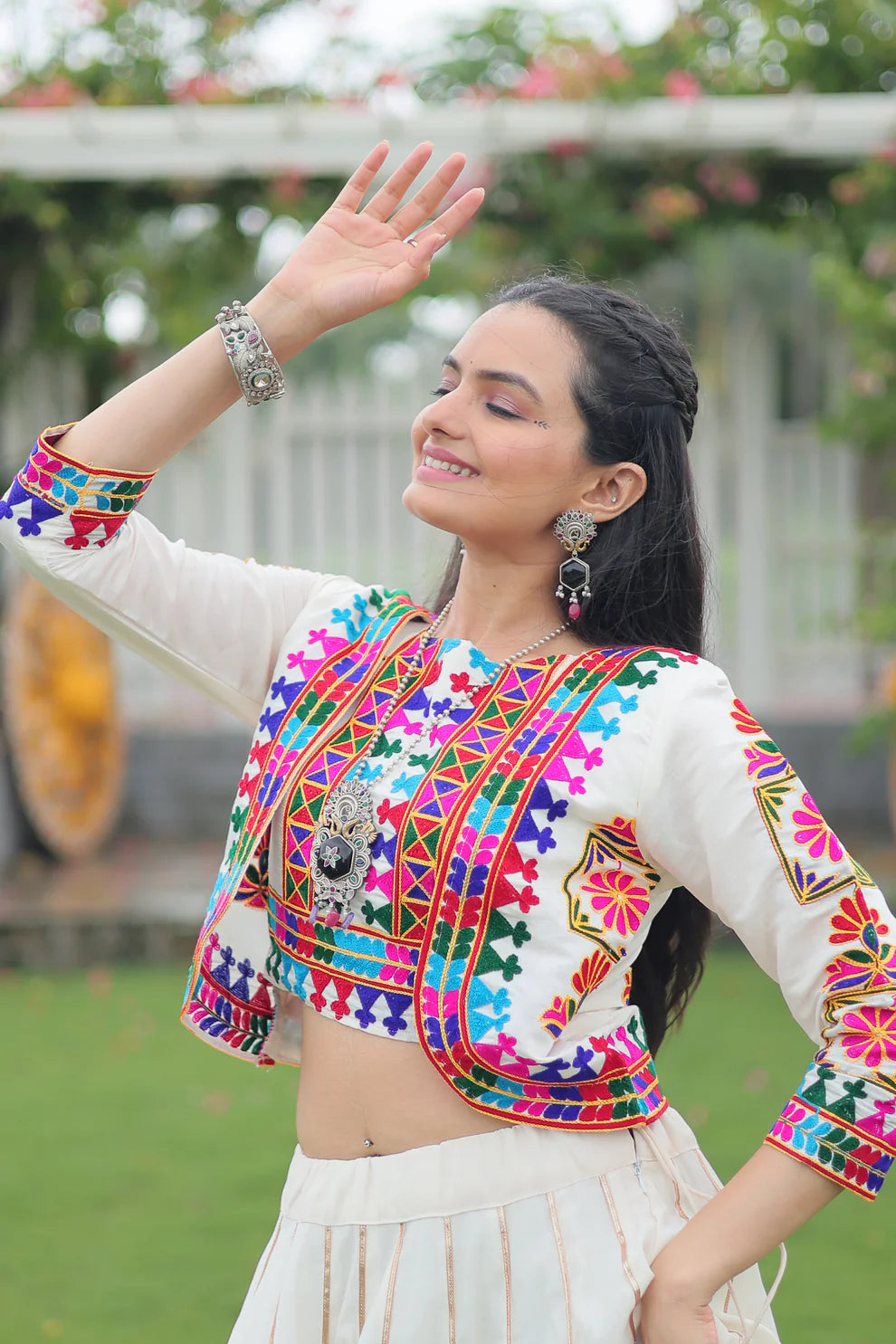 NAVRATRI SPECIAL GAMTHI EMNBROIDERED LEHENGA CHOLI WITH KOTI(WD184) 04